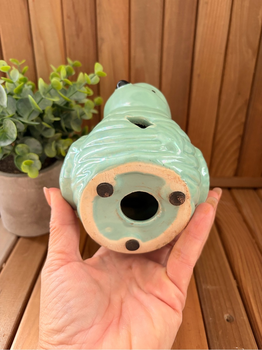 Vintage Style Ceramic Bird Figurine, Shabby Chic Farmhouse Mint Potpourri Holder - Picture 5 of 5